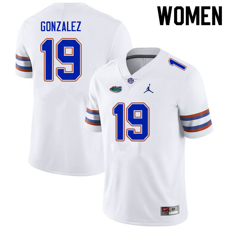 Women #19 Alex Gonzalez Florida Gators College Football Jerseys Sale-White - Click Image to Close